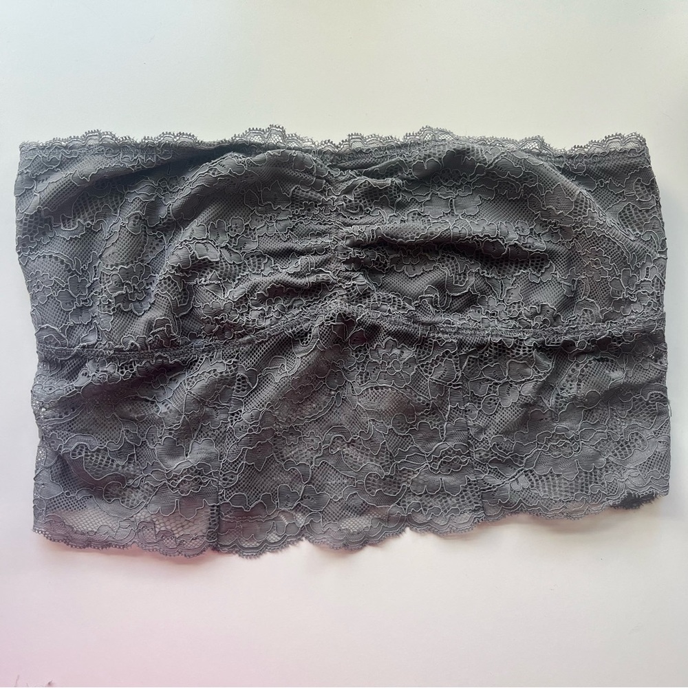 American Eagle Outfitters longline bandeau gray lace bralette
